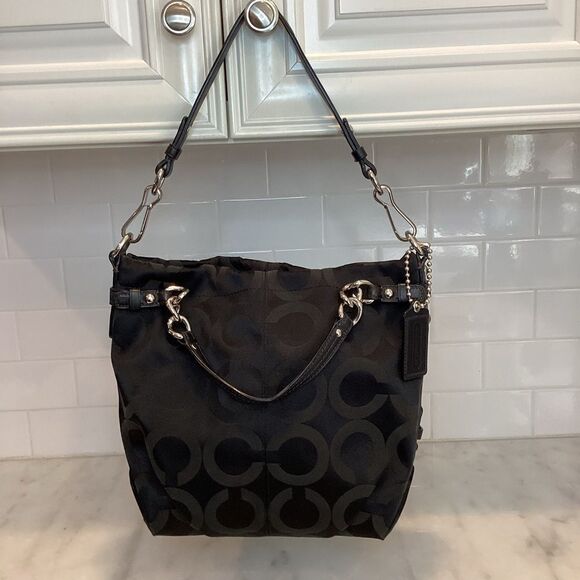 Coach Op Art Brooke Sateen Convertible Tote Satchel Shoulder Bag - Picture 1 of 15